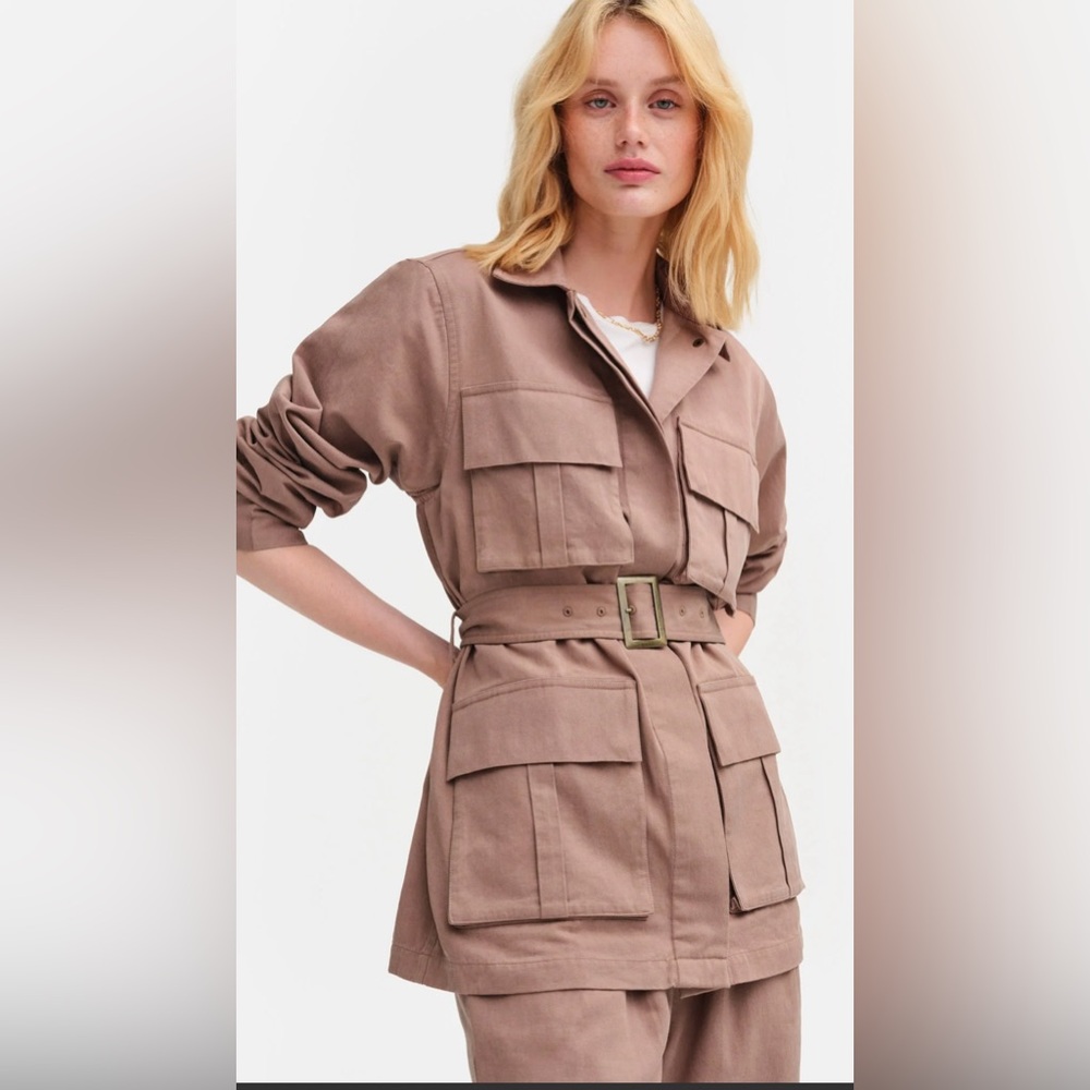 NWT Mate the label Tencel Twill Utility Jacket in Mushroom color , Sz XS